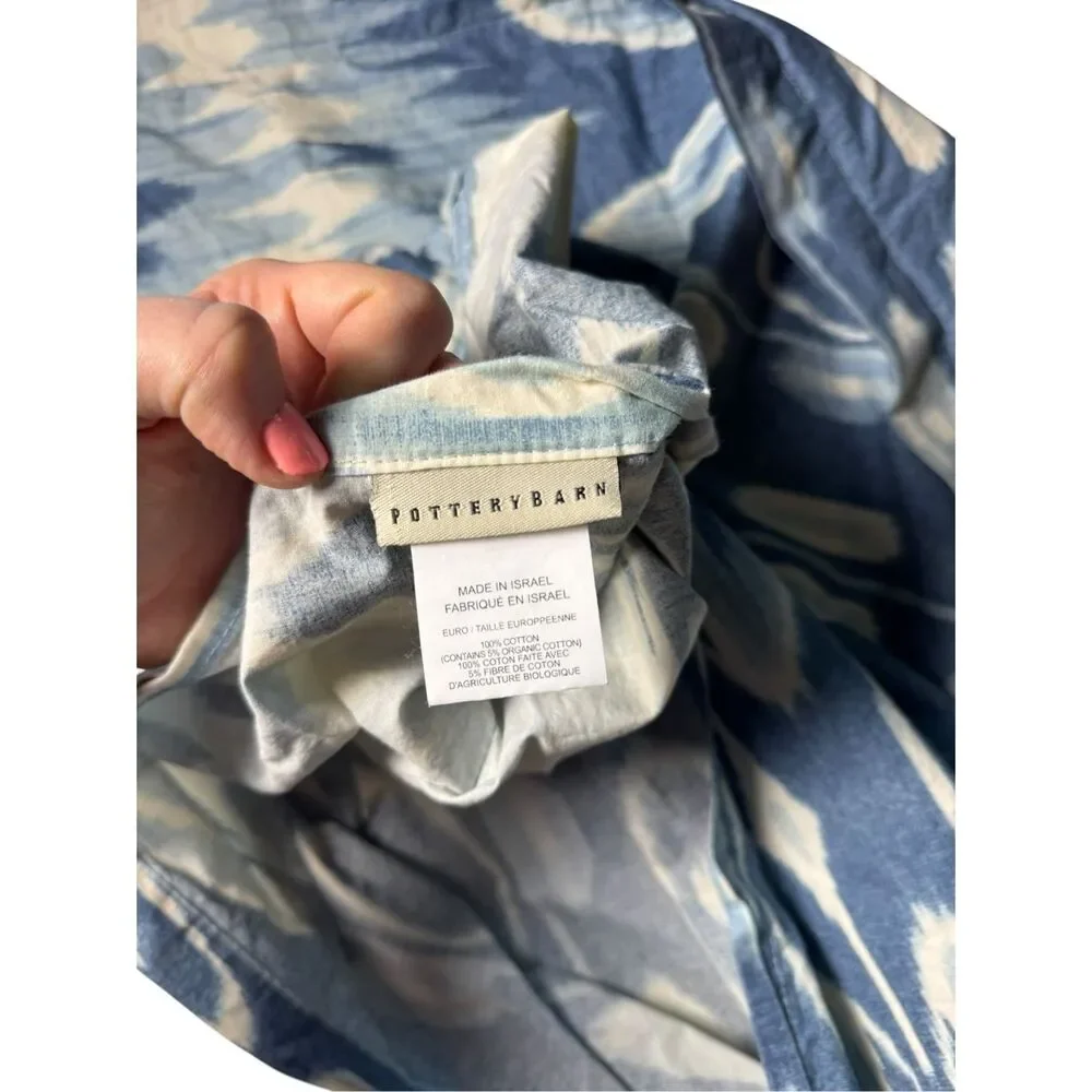 Pottery Barn Savannah Ikat King Duvet Cover and Euro Shams Blue White Rare